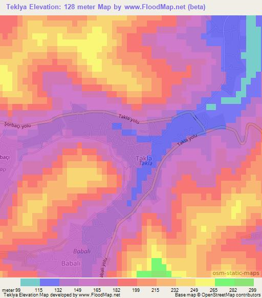 Teklya,Azerbaijan Elevation Map