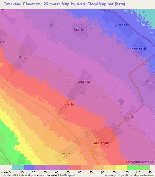 Tazakend,Azerbaijan Elevation Map