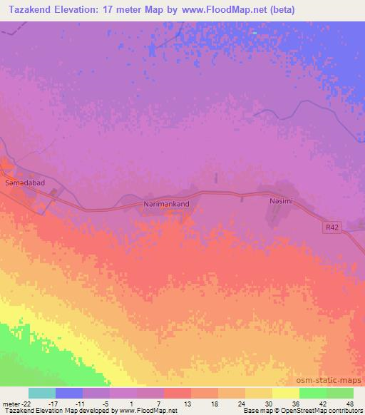 Tazakend,Azerbaijan Elevation Map