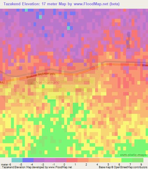 Tazakend,Azerbaijan Elevation Map