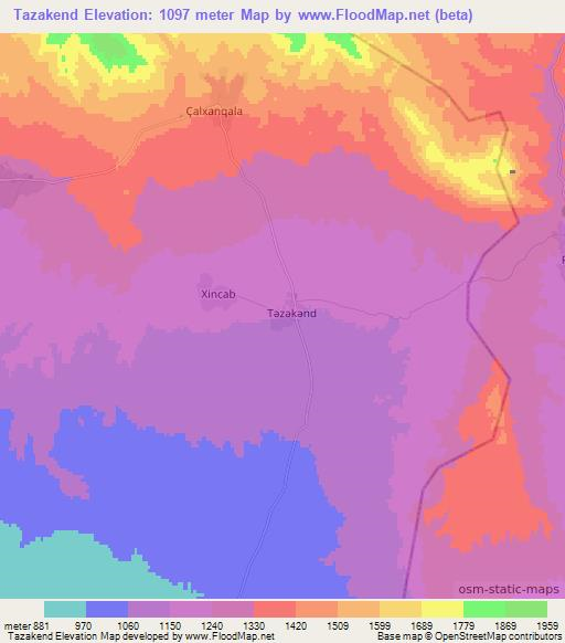 Tazakend,Azerbaijan Elevation Map
