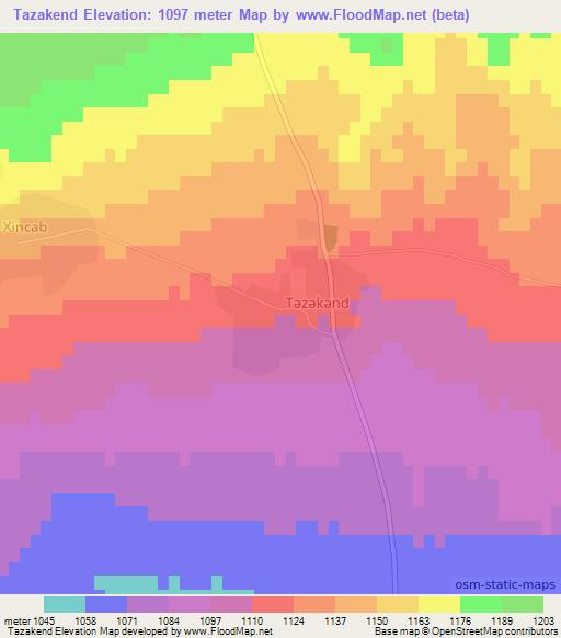 Tazakend,Azerbaijan Elevation Map