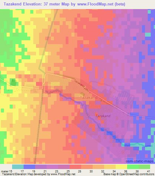 Tazakend,Azerbaijan Elevation Map