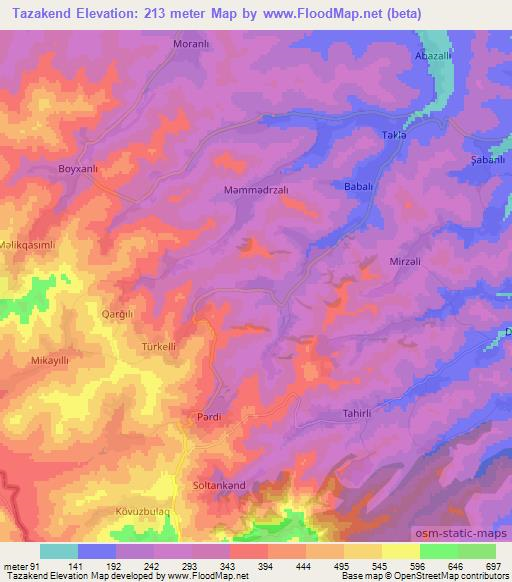 Tazakend,Azerbaijan Elevation Map