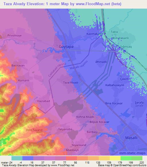 Taza Alvady,Azerbaijan Elevation Map