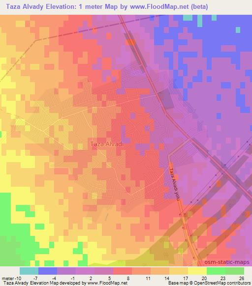 Taza Alvady,Azerbaijan Elevation Map