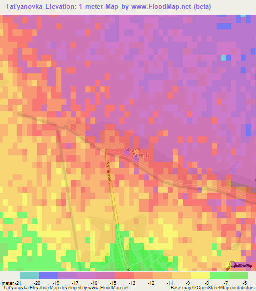 Tat'yanovka,Azerbaijan Elevation Map
