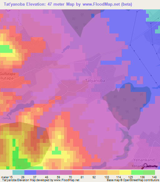 Tat'yanoba,Azerbaijan Elevation Map