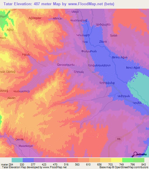 Tatar,Azerbaijan Elevation Map