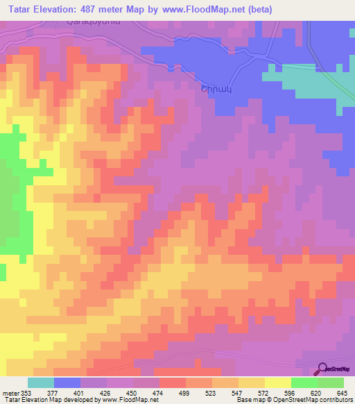 Tatar,Azerbaijan Elevation Map