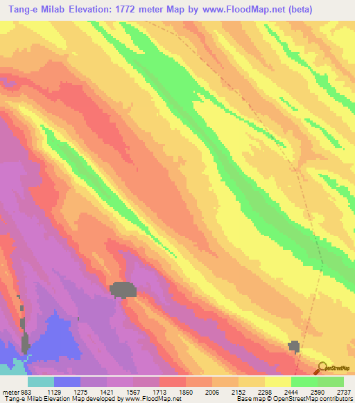 Tang-e Milab,Iran Elevation Map