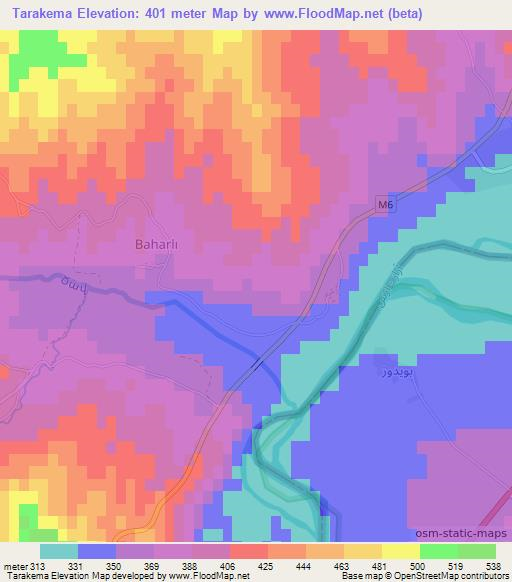 Tarakema,Azerbaijan Elevation Map