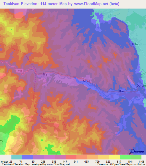 Tankivan,Azerbaijan Elevation Map