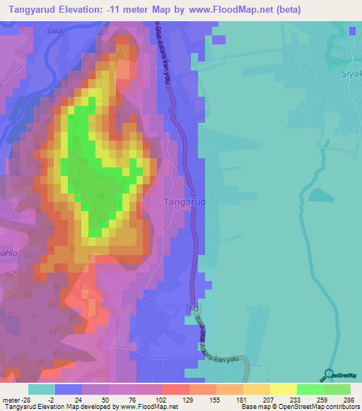 Tangyarud,Azerbaijan Elevation Map