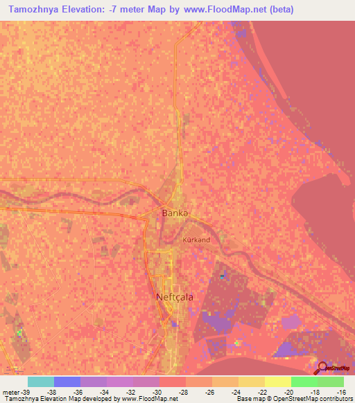 Tamozhnya,Azerbaijan Elevation Map