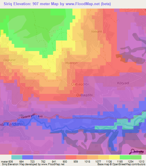 Siriq,Azerbaijan Elevation Map