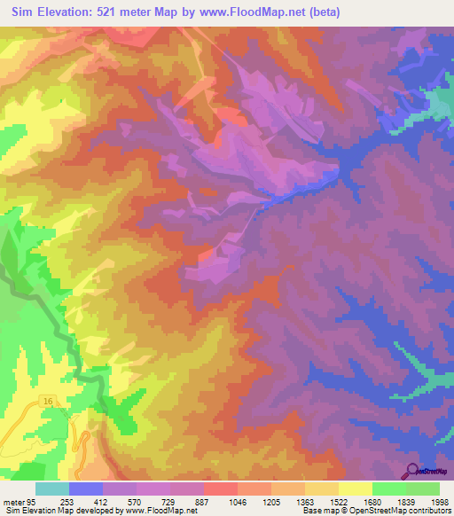 Sim,Azerbaijan Elevation Map