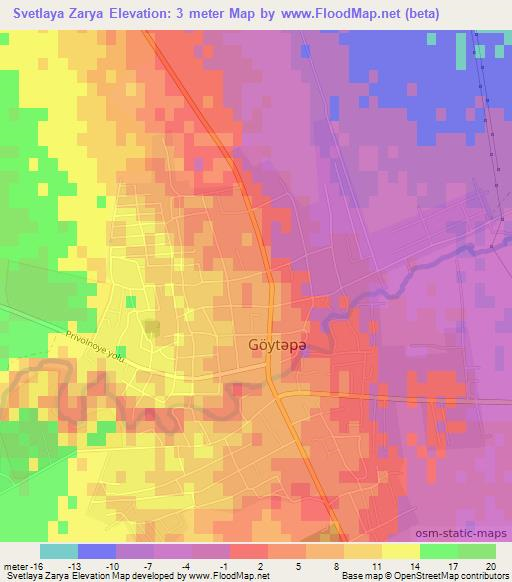 Svetlaya Zarya,Azerbaijan Elevation Map