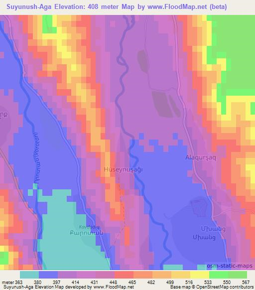 Suyunush-Aga,Azerbaijan Elevation Map