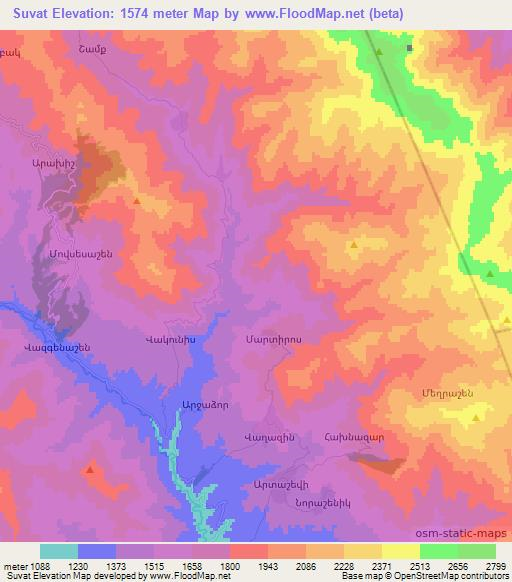 Suvat,Azerbaijan Elevation Map