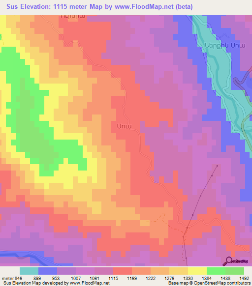 Sus,Azerbaijan Elevation Map