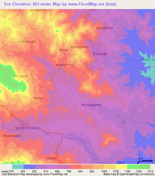 Sos,Azerbaijan Elevation Map