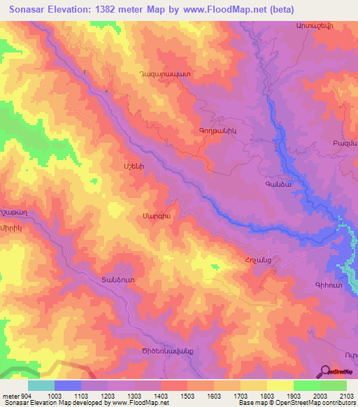 Sonasar,Azerbaijan Elevation Map