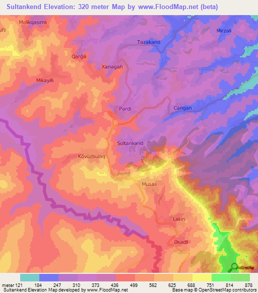 Sultankend,Azerbaijan Elevation Map