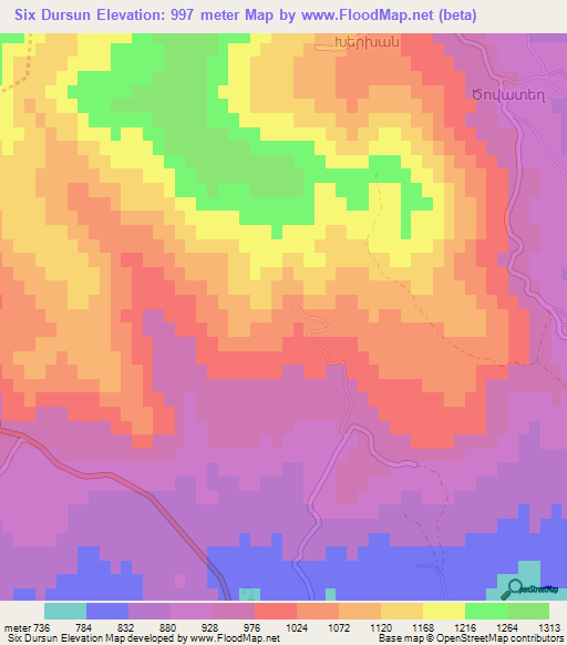 Six Dursun,Azerbaijan Elevation Map