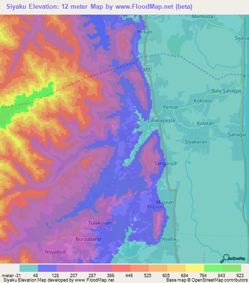 Siyaku,Azerbaijan Elevation Map