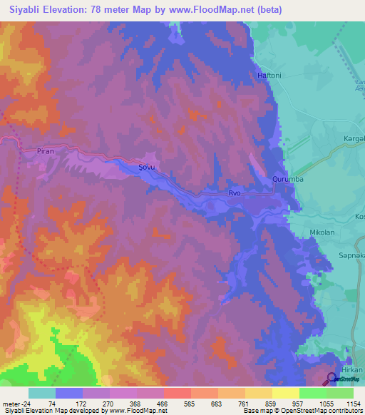 Siyabli,Azerbaijan Elevation Map