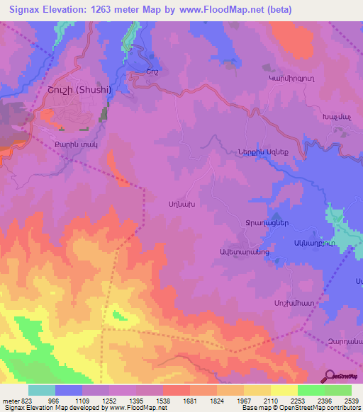 Signax,Azerbaijan Elevation Map