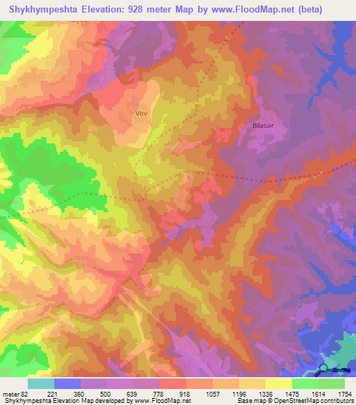 Shykhympeshta,Azerbaijan Elevation Map