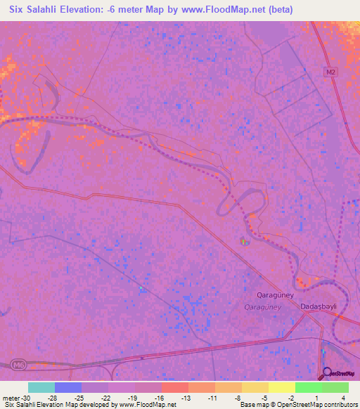 Six Salahli,Azerbaijan Elevation Map
