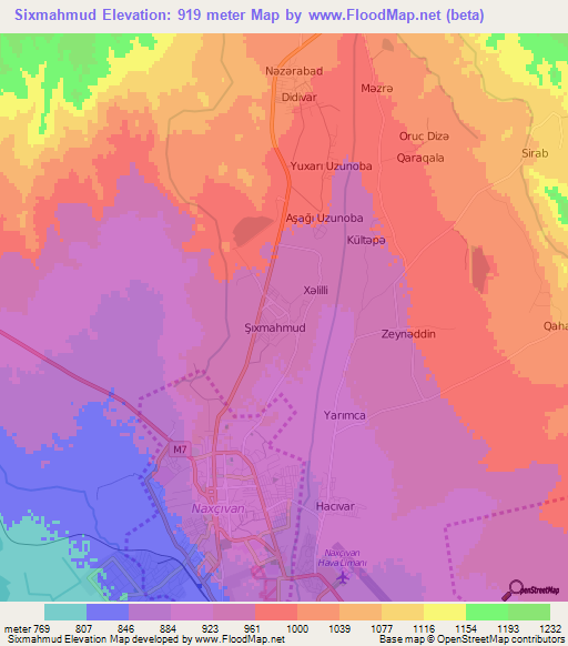 Sixmahmud,Azerbaijan Elevation Map