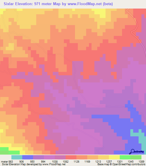 Sixlar,Azerbaijan Elevation Map