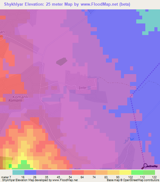 Shykhlyar,Azerbaijan Elevation Map