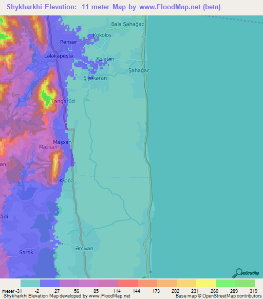 Shykharkhi,Azerbaijan Elevation Map