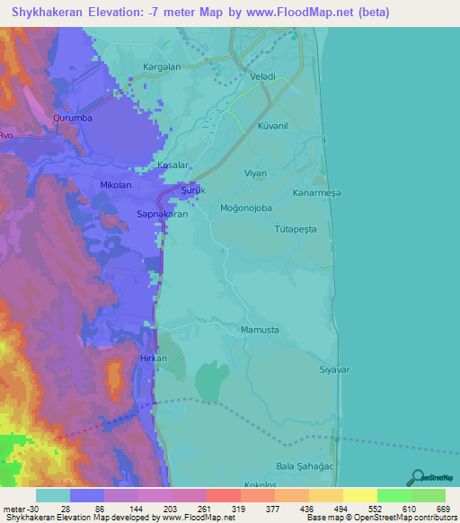 Shykhakeran,Azerbaijan Elevation Map