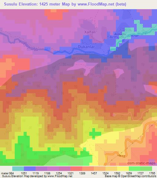 Susulu,Azerbaijan Elevation Map