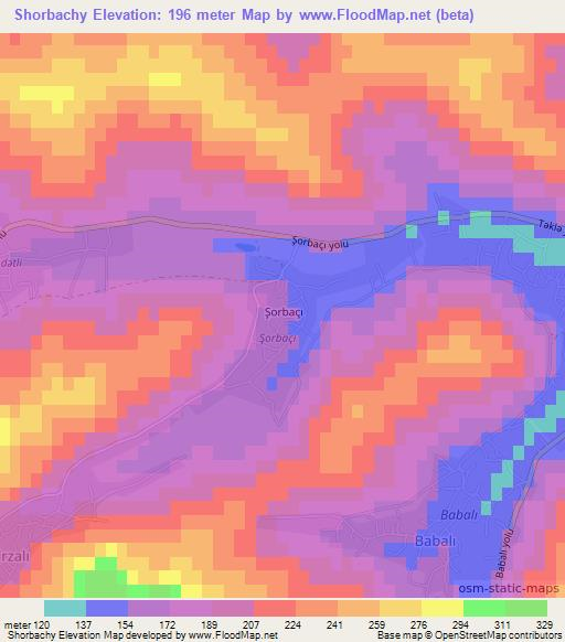Shorbachy,Azerbaijan Elevation Map