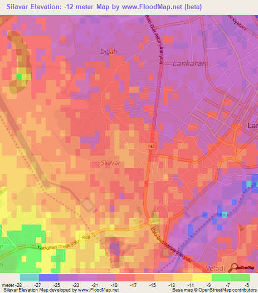 Silavar,Azerbaijan Elevation Map