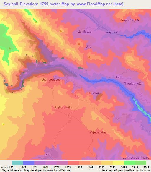 Seylanli,Azerbaijan Elevation Map