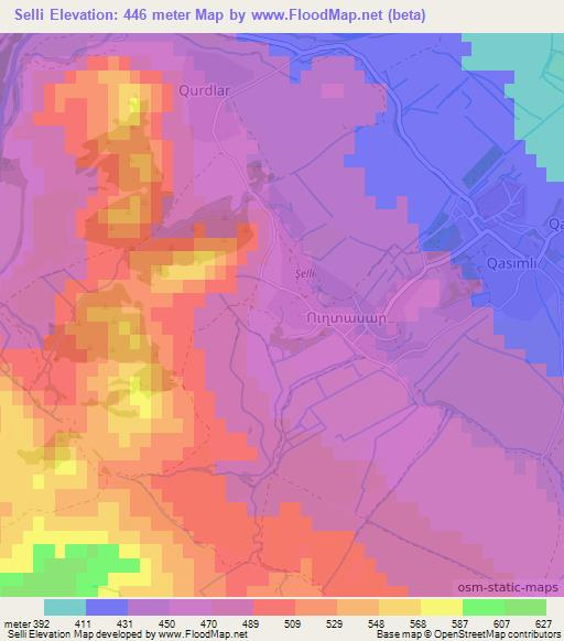 Selli,Azerbaijan Elevation Map