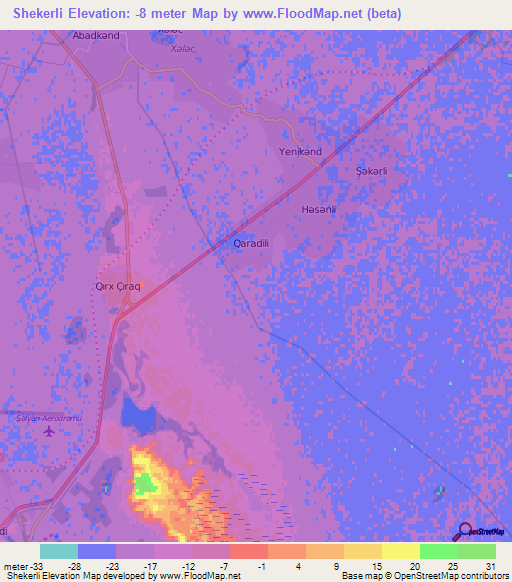 Shekerli,Azerbaijan Elevation Map