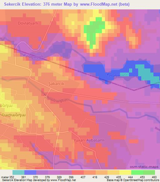 Sekercik,Azerbaijan Elevation Map