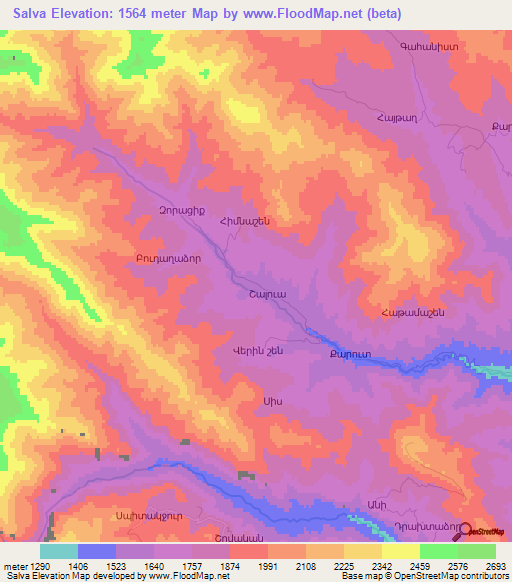 Salva,Azerbaijan Elevation Map
