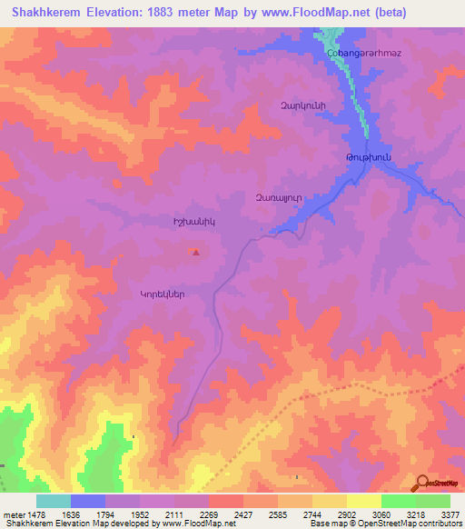 Shakhkerem,Azerbaijan Elevation Map