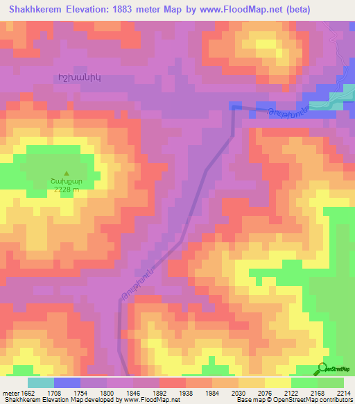 Shakhkerem,Azerbaijan Elevation Map