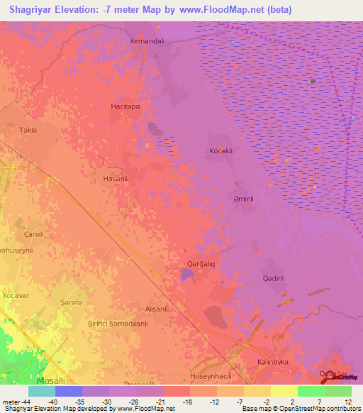 Shagriyar,Azerbaijan Elevation Map